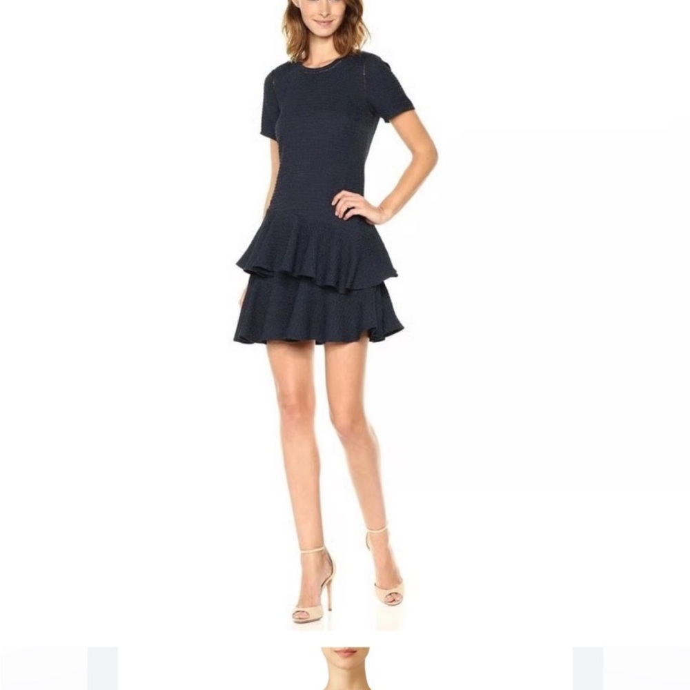 Rebecca Taylor Navy Tiered Mini Dress